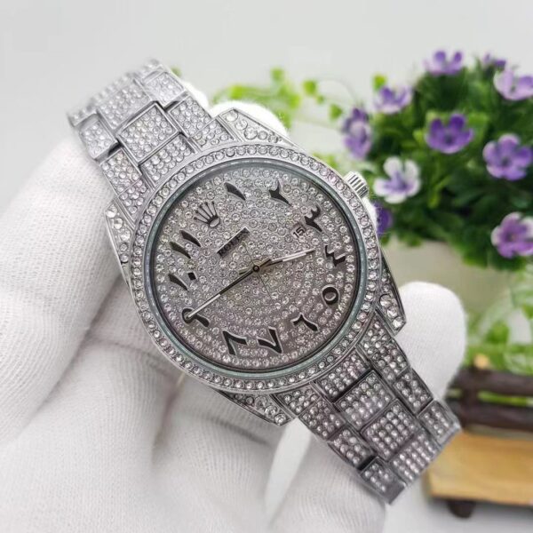 Chairman Silver Chain Arabic Numbers Watch with Metallic Dial For Men